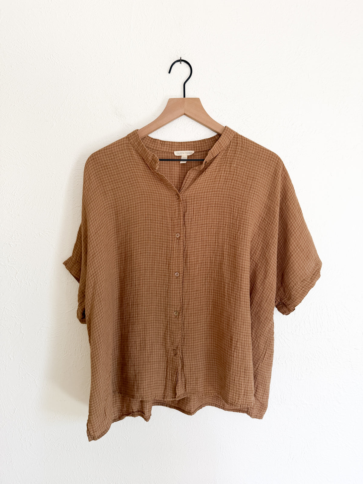 Eileen Fisher Plaid Organic Linen Shirt (L)