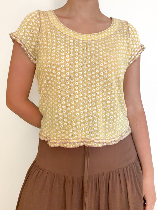 Free People Garner Yellow Tee (L)