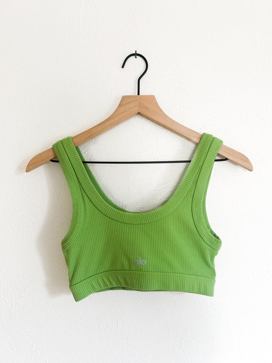 Alo Green Ribbed Sports Bra (S)