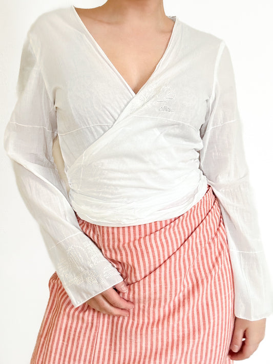 J Jill Embroidered Wrap Top (S)