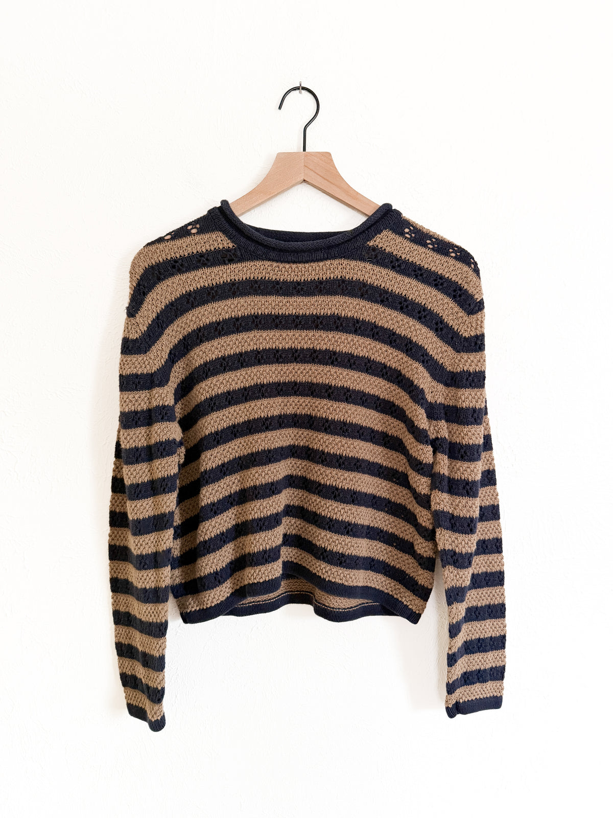 Tan & Navy Rolled Neck Sweater (M)