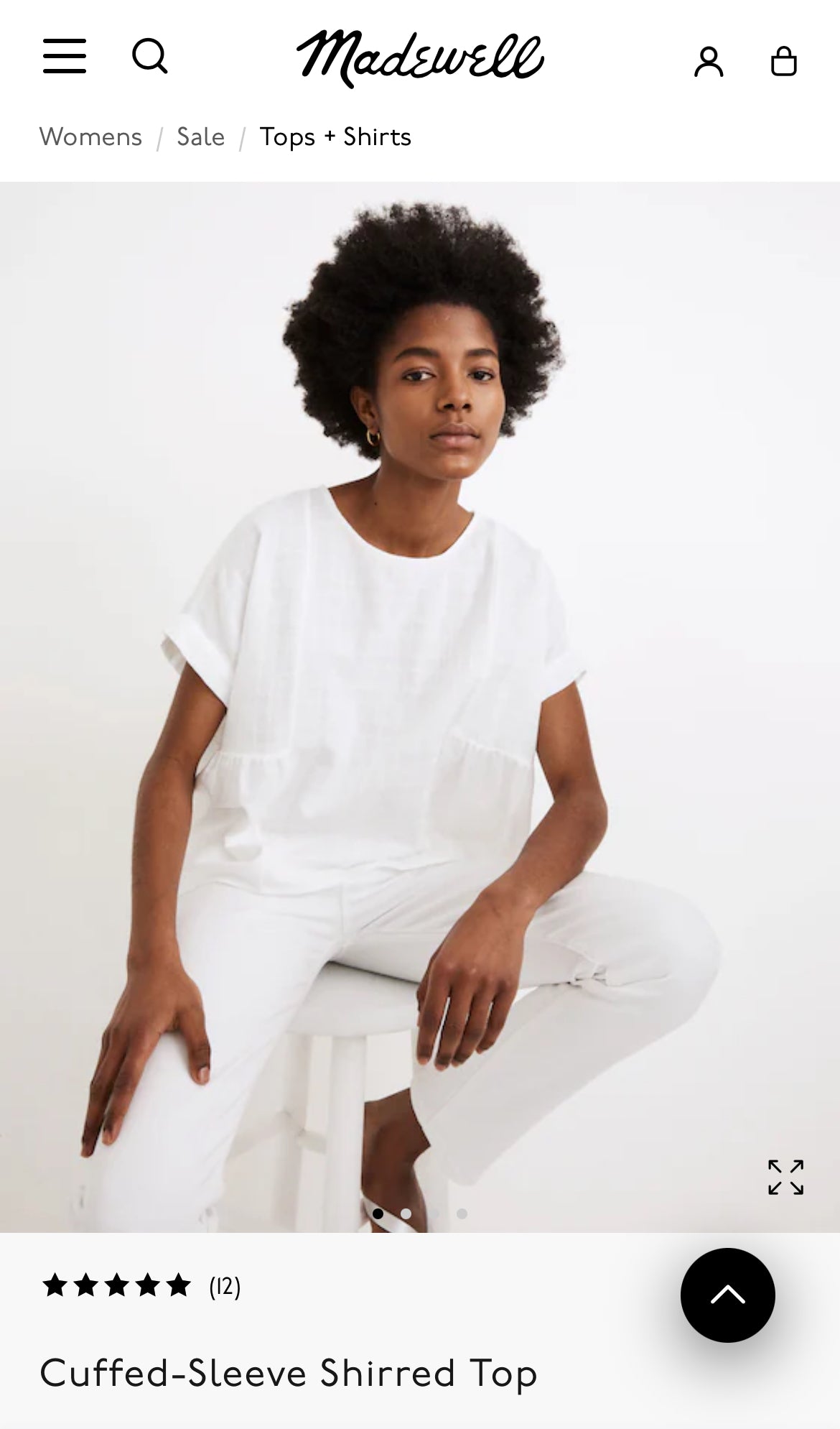 Madewell Cuffed-Sleeve Shirred Top (L)