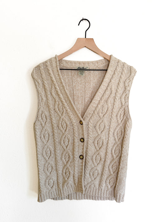 Eddie Bauer Cable Knit Vintage Vest (XL)