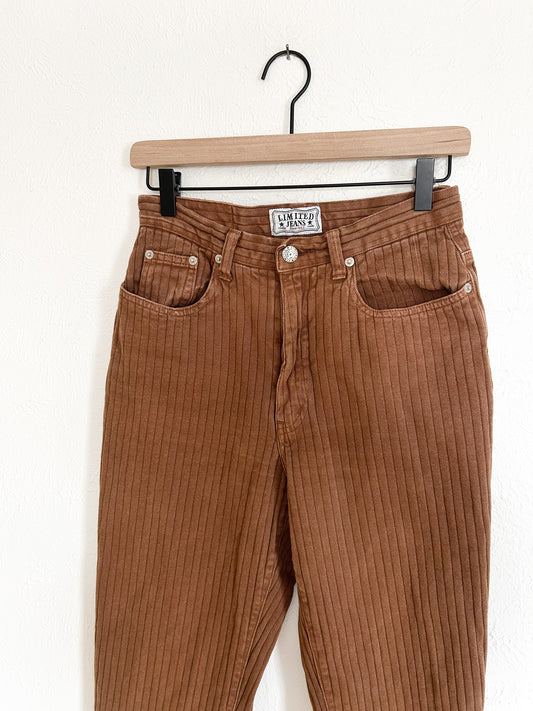 Brown Pinstripe Western Vintage Jeans (6)