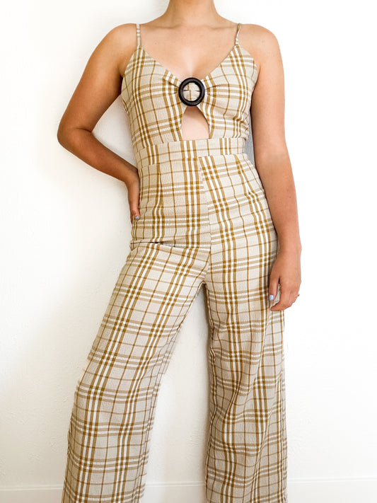 Mustard Plaid Gilli Jumpsuit (S)