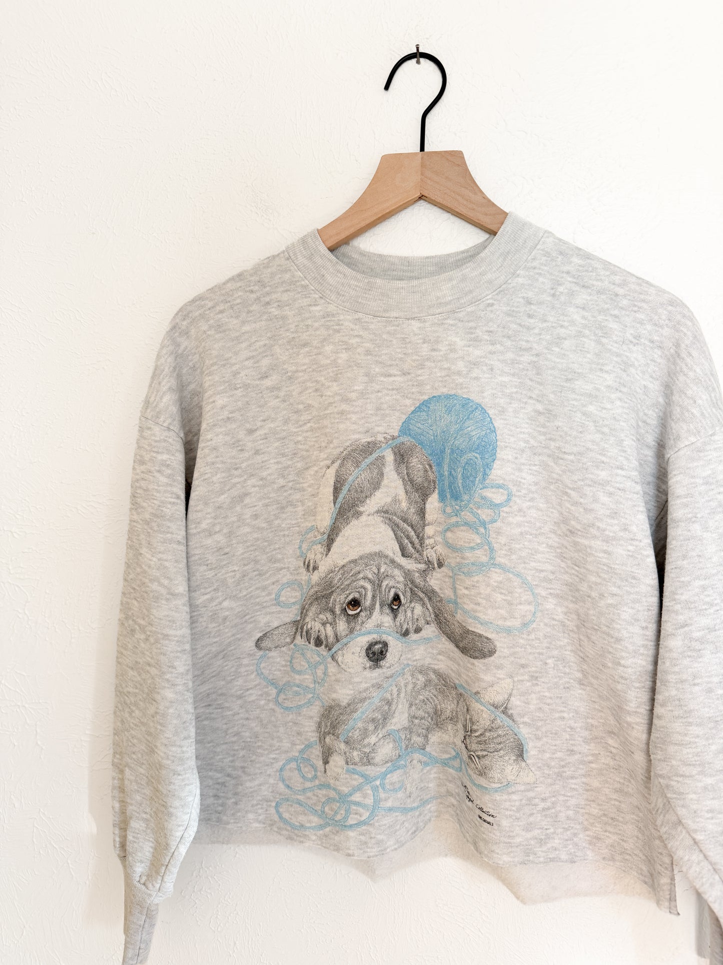 Vintage Puppy & Kitten Yarn Crewneck (L)