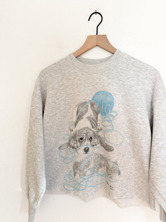 Vintage Puppy & Kitten Yarn Crewneck (L)