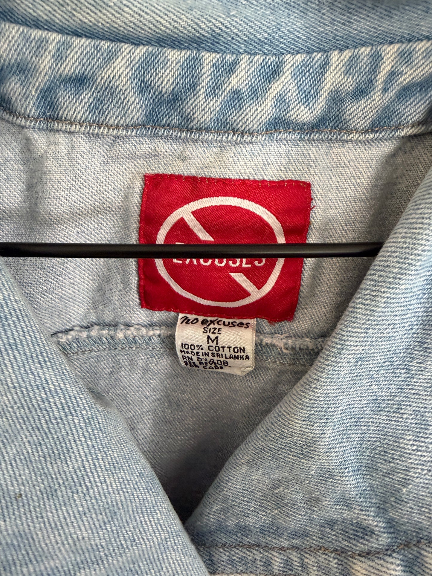 Vintage No Excuses Distressed Denim Vest (M)