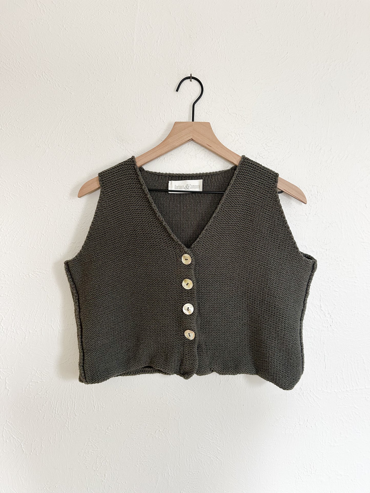 Vintage Green Knit Capiz Shell Tank (M)