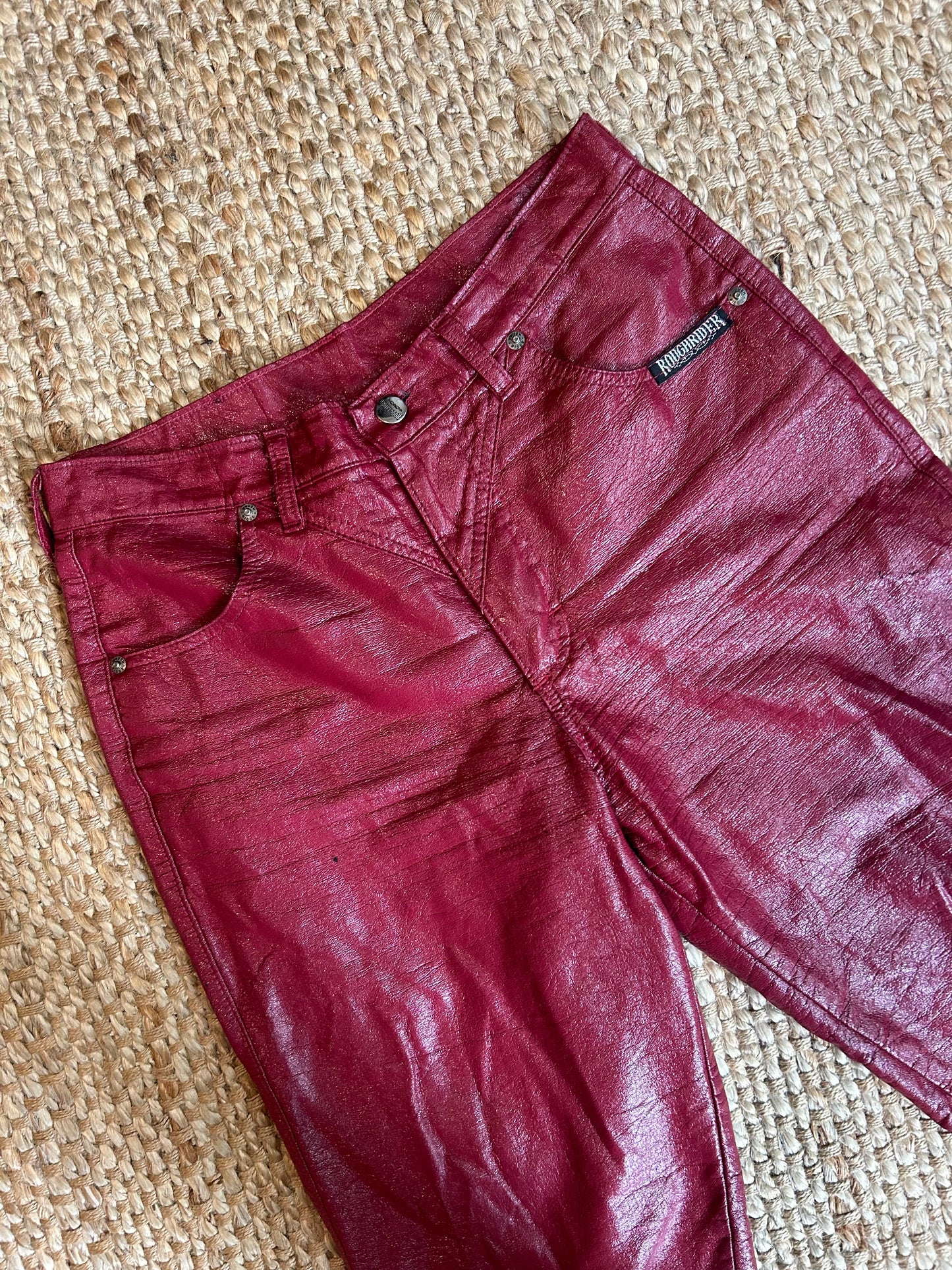 Roughriders Vintage Red Faux Leather Pants (6)