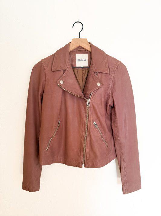 Madewell Mauve Lamb Leather Washed Motorcycle Jacket (M)