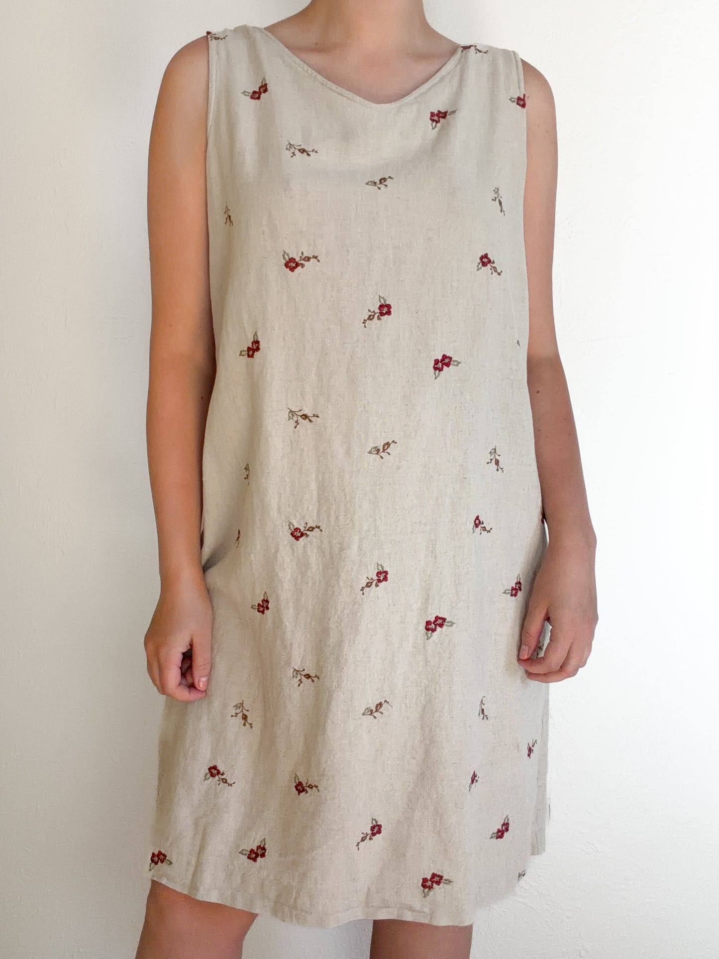 Coldwater Creek Linen Floral Embroidered Dress (M)