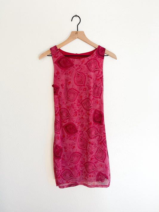 Vintage Pink Paisley Dress (M)