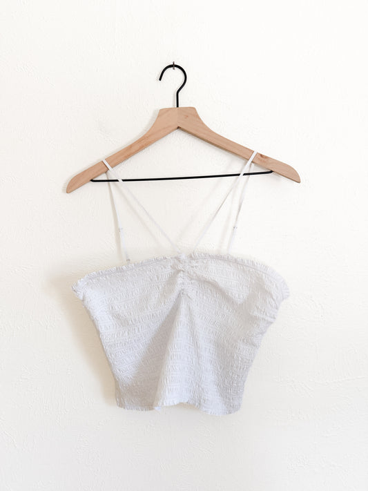 NWT Madewell White Lexi Crinkle Poplin Smocked Tank (XL)