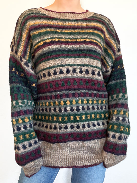 Vintage Wool Striped Sweater (XL)