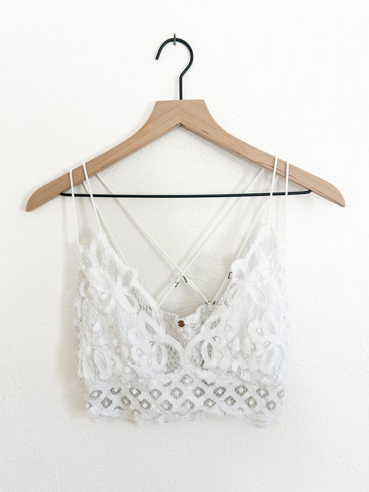 Free People White Lace Bralette (XL)