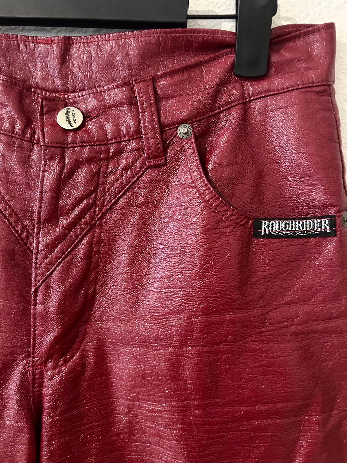 Roughriders Vintage Red Faux Leather Pants (6)