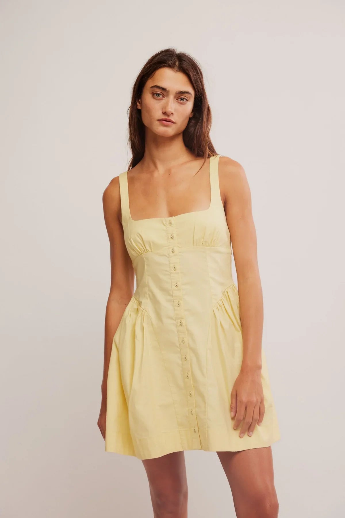 Free People Astrid Oxford Yellow Mini Dress (L)