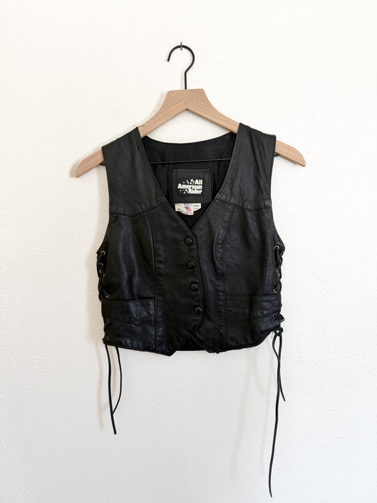 Leather Lace Up Vintage Vest (M)