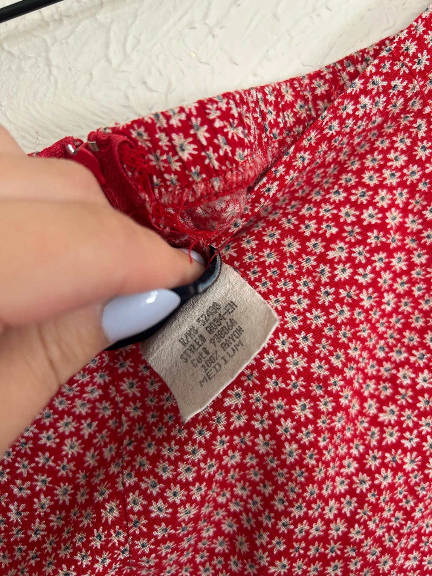 Vintage Red Floral Skirt (M)