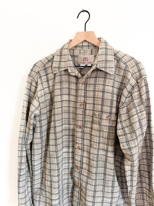 Territory Ahead Grey & Blue & Green Textured Button Up (L)